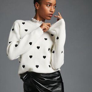 Anthropologie Heart Ruffled-Collar Sweater